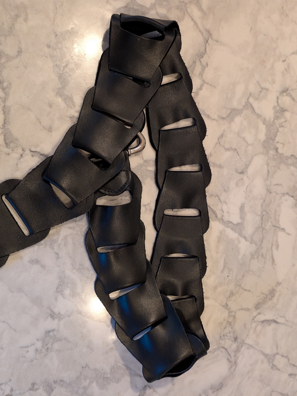 Womens Black Genuine Leather Belt - Picture 5 of 7